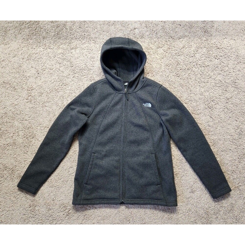 The North Face Crescent Women's L Full Zip Knit Fleece Hoodie Charcoal Gray